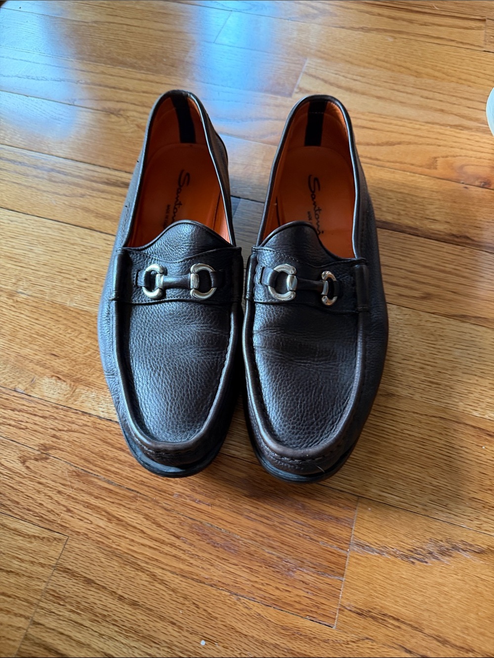 Santoni brown bit loafer size 12